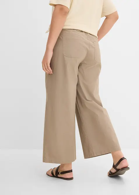Pantaloni wide leg con cinta comoda, vita alta, bonprix