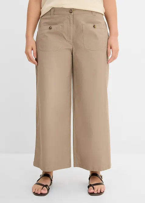 Pantaloni wide leg con cinta comoda, vita alta, bonprix