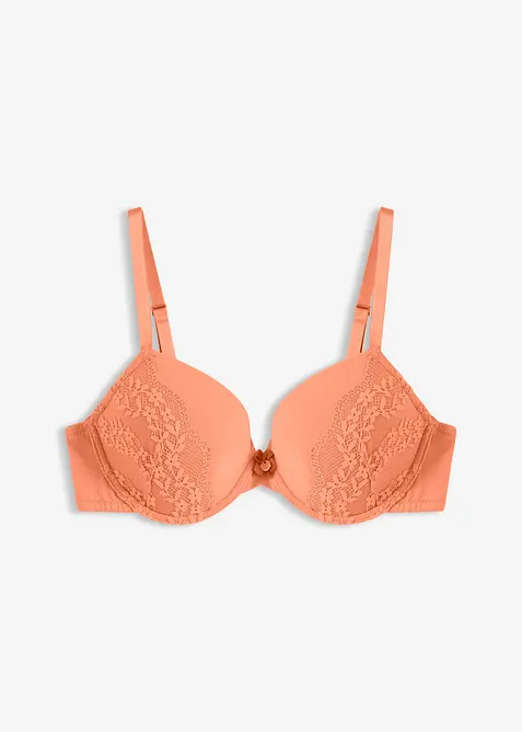 Reggiseno con coppe preformate, ferretto, cotone biologico e pizzo, bonprix