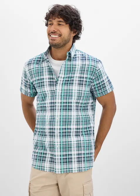 Camicia a maniche corte in seersucker di puro cotone, bonprix