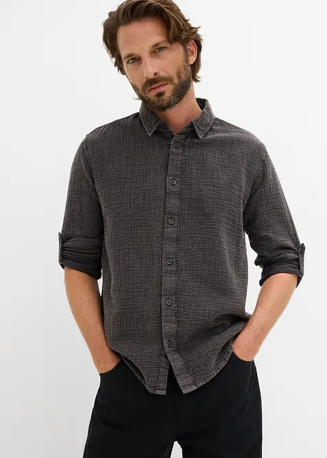 Camicia in mussola di puro cotone effetto lavato, bonprix