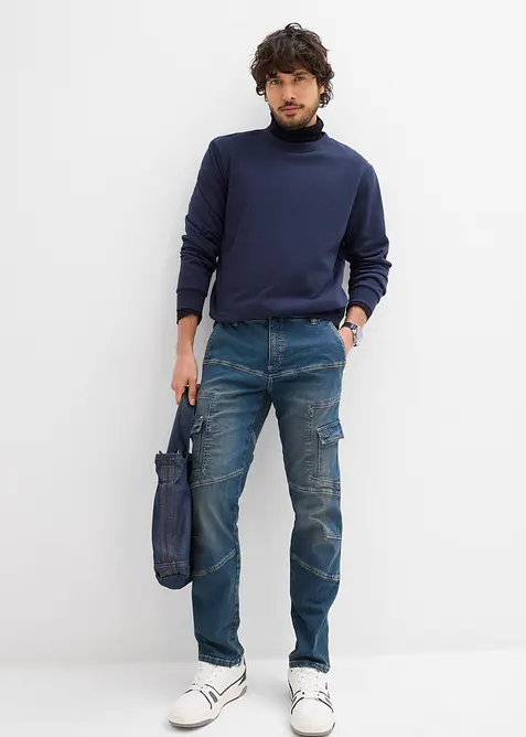 Jeans cargo elasticizzati regular fit, straight, bonprix