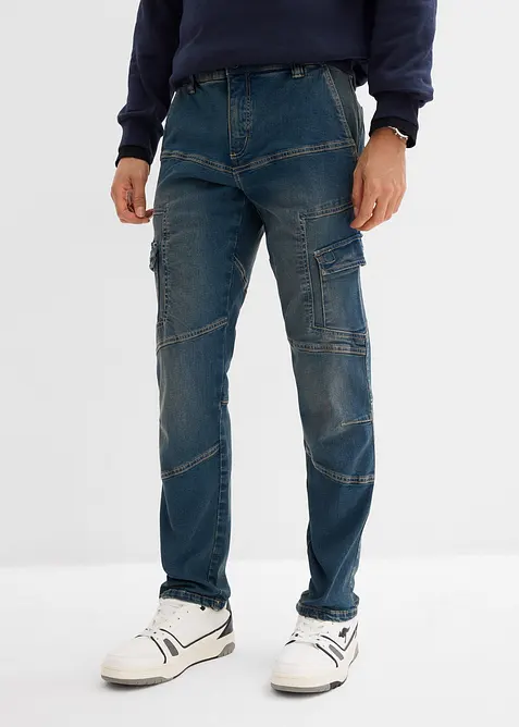Jeans cargo elasticizzati regular fit, straight, bonprix