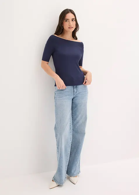 Maglia con spalle scoperte in misto viscosa, bonprix
