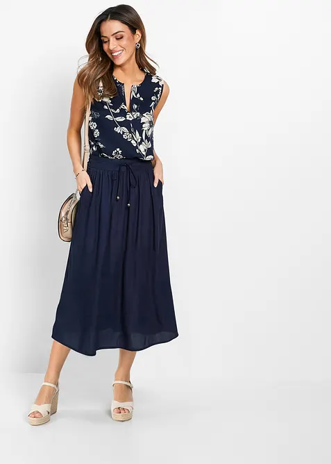 Gonna lunga in viscosa con cinta comoda e laccetto da annodare, bonprix