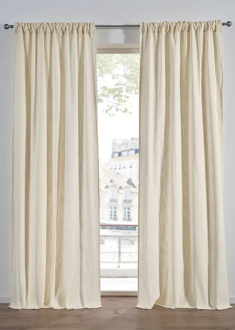 Tenda filtrante in cotone biologico con righe in tessitura (pacco da 1), bonprix