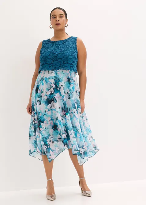 Abito in chiffon con pizzo fine, bonprix