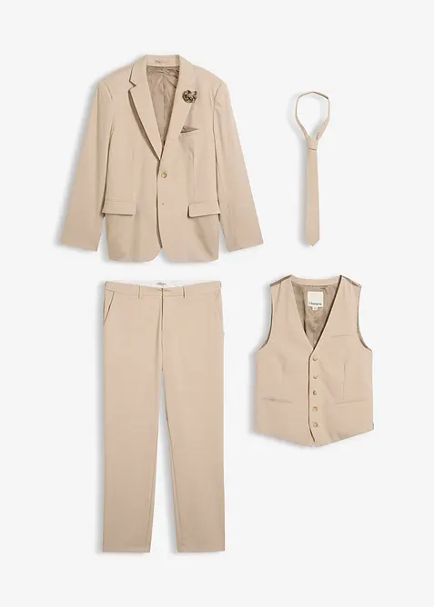 Abito da sposo con gilet e cravatta, regular fit (set 4 pezzi), bonprix