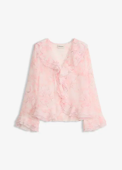 Blusa di chiffon con volant, bonprix