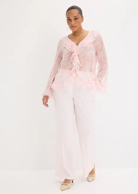 Blusa di chiffon con volant, bonprix