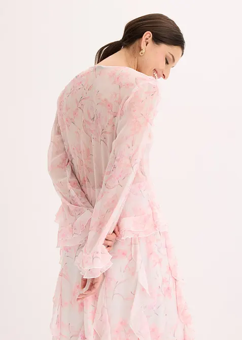 Blusa di chiffon con volant, bonprix