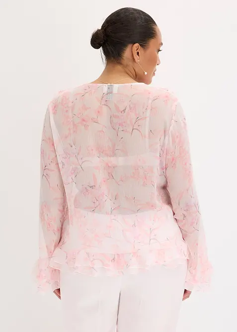 Blusa di chiffon con volant, bonprix