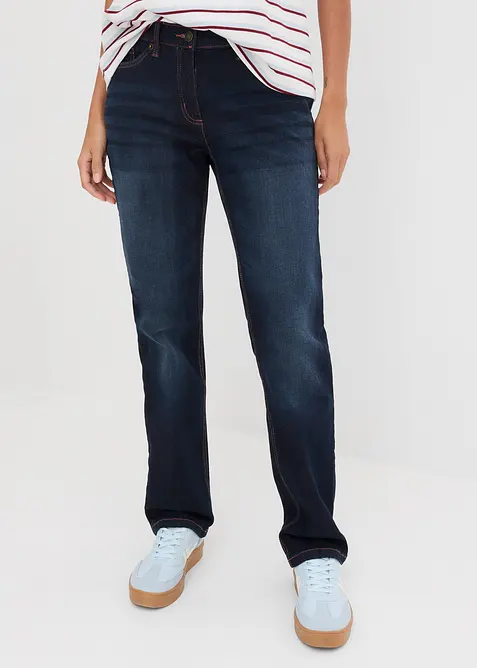 Jeans dritti con girovita comodo, vita media, bonprix