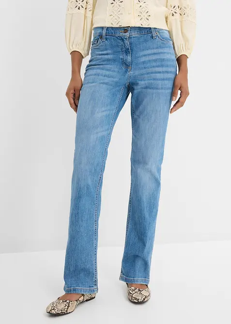 Jeans dritti con girovita comodo, vita media, bonprix