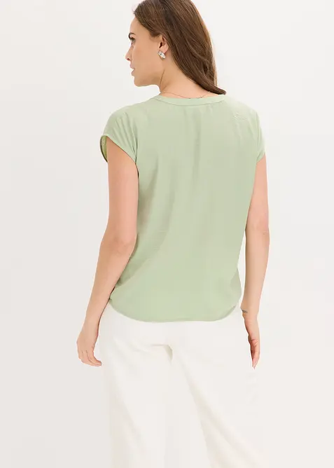 Blusa in satin a maniche corte, taglio morbido a spalle scese, bonprix