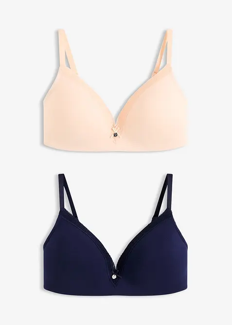 Reggiseno senza ferretto con coppe preformate e cotone biologico (pacco da 2), bonprix