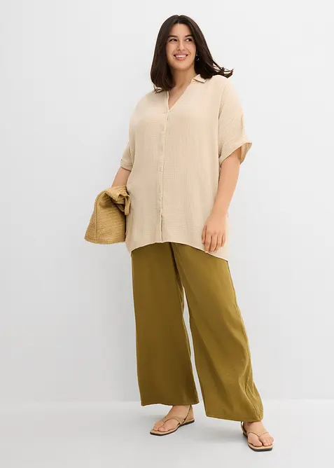 Blusa oversize lunga in soffice mussola, bonprix