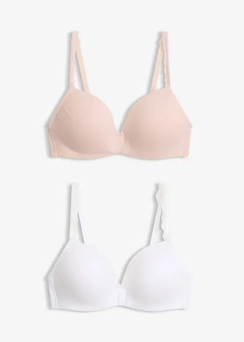 Reggiseno senza ferretto con coppe preformate e cotone biologico (pacco da 2), bonprix