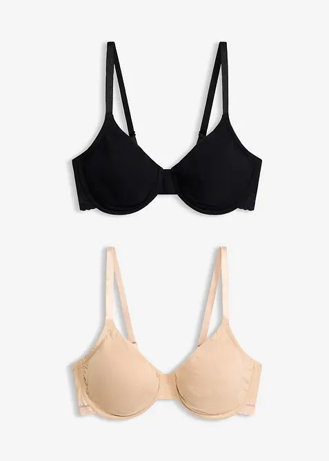 Reggiseno t-shirt  senza imbottiture con ferretto e cotone biologico (pacco da 2), bonprix