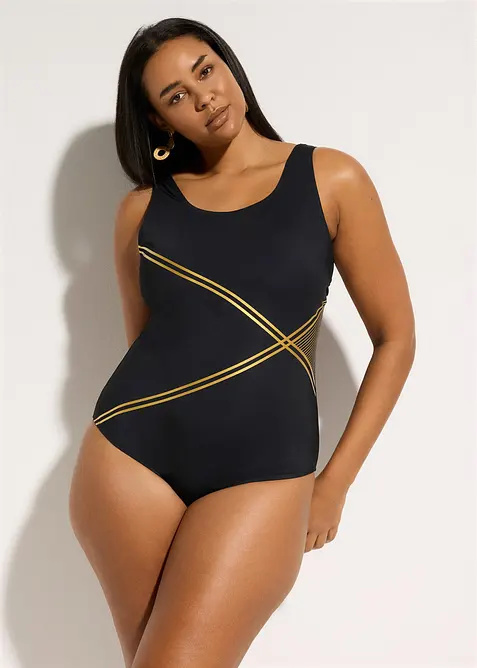 Costume intero con effetto modellante leggero e dettagli lucidi, bonprix