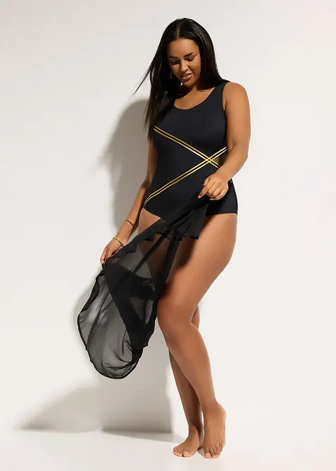 Costume intero con effetto modellante leggero e dettagli lucidi, bonprix