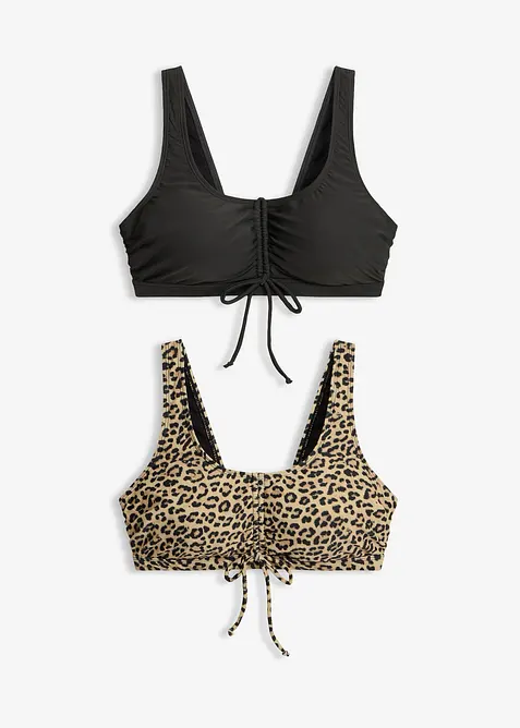 Reggiseno bikini a bustier con laccetti da annodare (pacco da 2), bonprix