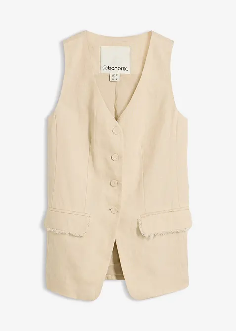 Gilet in stile sartoriale in puro lino, bonprix