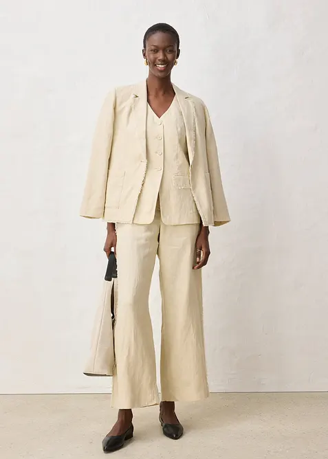 Gilet in stile sartoriale in puro lino, bonprix