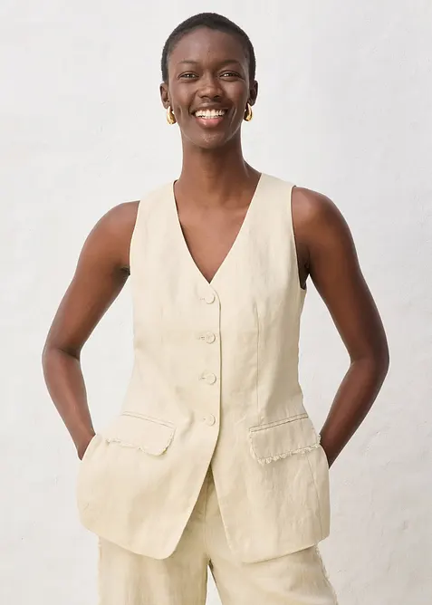 Gilet in stile sartoriale in puro lino, bonprix