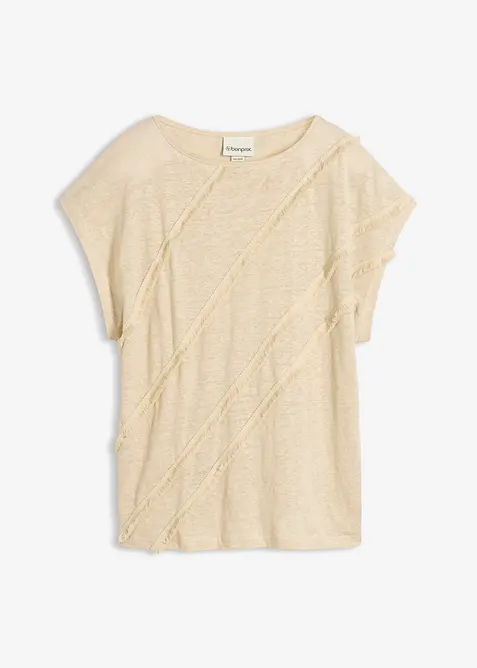 Maglia in puro lino con applicazione, bonprix