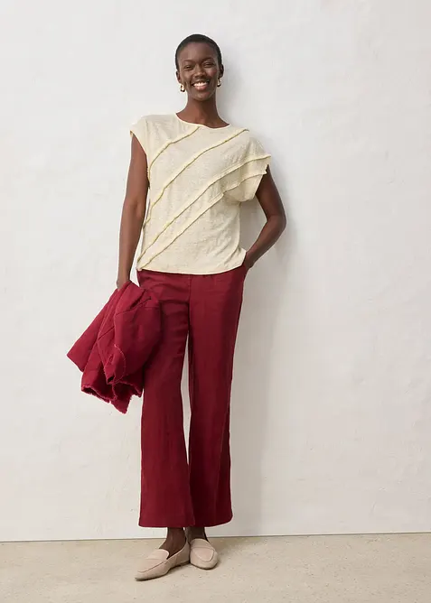 Maglia in puro lino con applicazione, bonprix