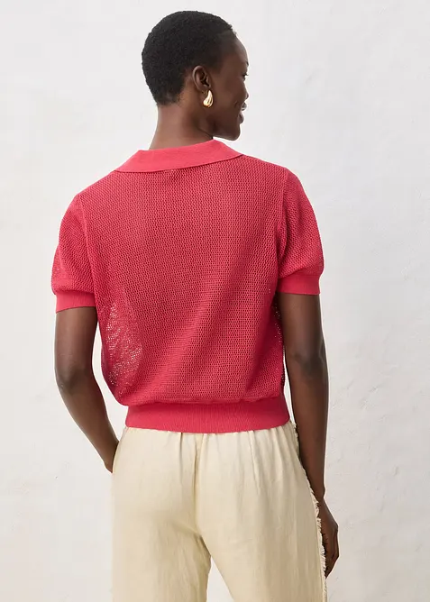 Polo in maglia traforata di misto lino, bonprix