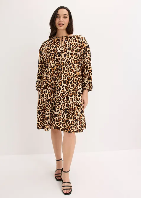 Abito tunica fantasia in cr&ecirc;pe operato, bonprix