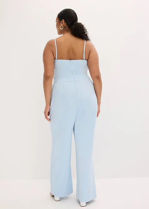 Tuta elegante in cr&ecirc;pe operato con ricamo con perline, bonprix