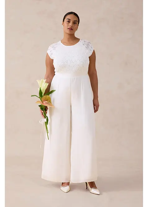 Tuta in fine chiffon con pizzo, bonprix