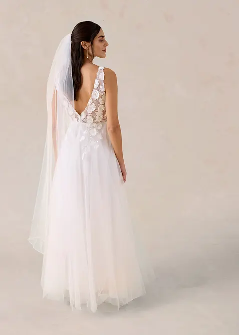 Abito da sposa in tulle delicato con pizzo floreale, bonprix