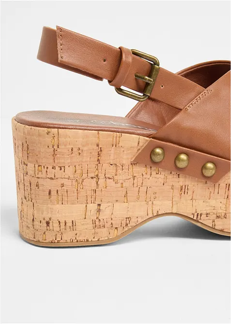 Sandali con zeppa effetto sughero, bonprix
