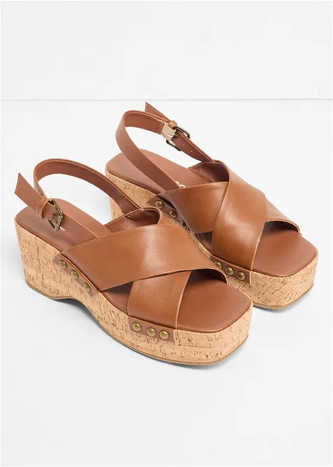 Sandali con zeppa effetto sughero, bonprix