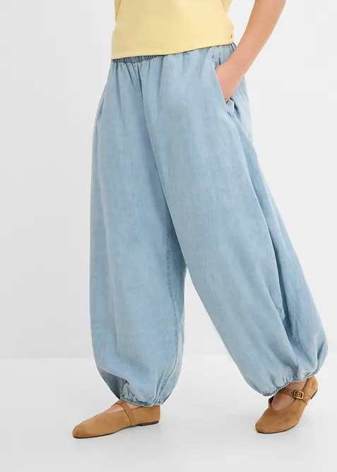 Pantaloni alla turca in misto lino leggero, bonprix