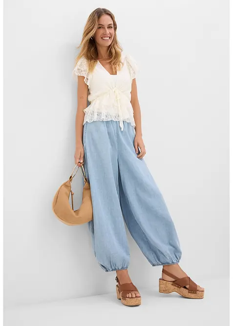 Pantaloni alla turca in misto lino leggero, bonprix