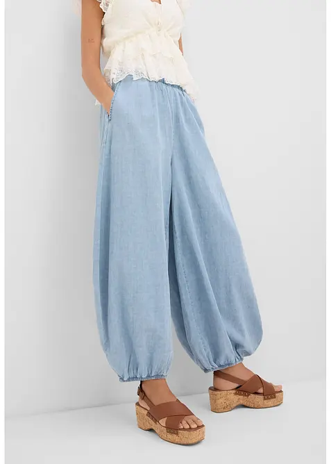 Pantaloni alla turca in misto lino leggero, bonprix