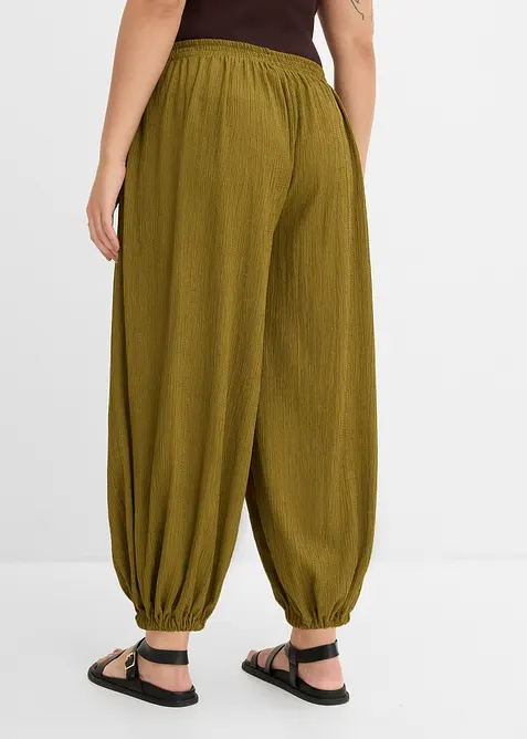 Pantaloni alla turca in cr&ecirc;pe operato, bonprix