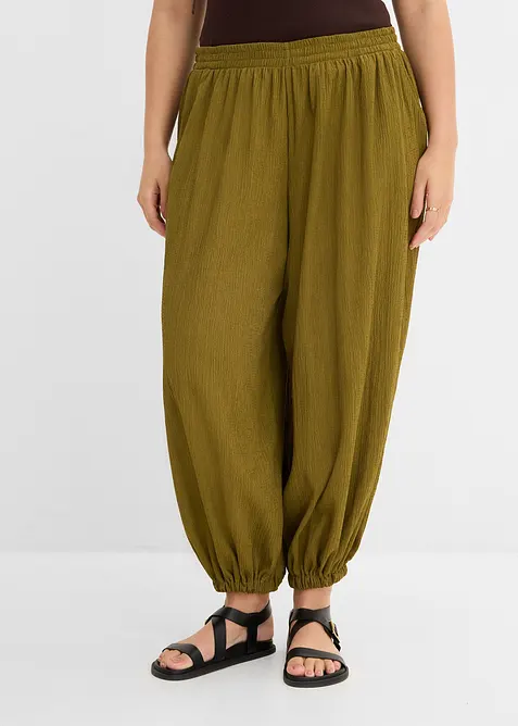 Pantaloni alla turca in cr&ecirc;pe operato, bonprix