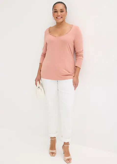 Maglia a maniche lunghe in misto viscosa morbido, bonprix