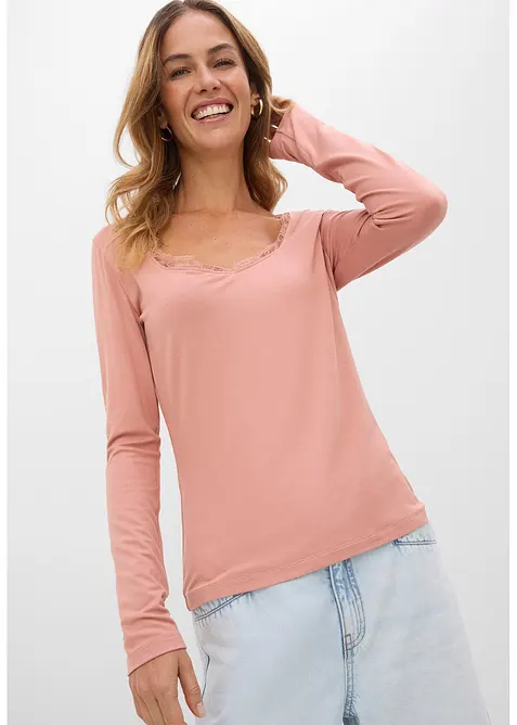 Maglia a maniche lunghe in misto viscosa morbido, bonprix