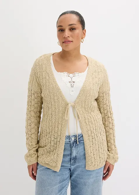 Cardigan traforato in puro cotone, bonprix