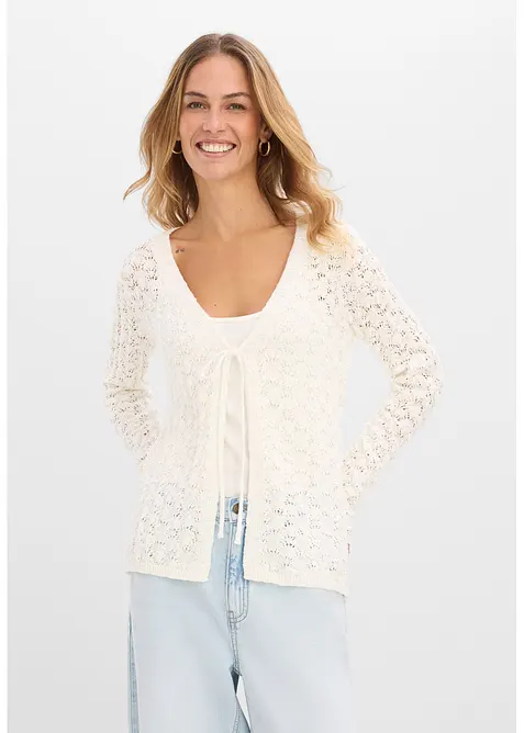 Cardigan traforato in puro cotone, bonprix