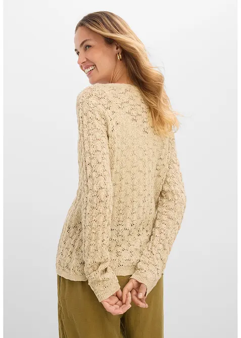 Cardigan traforato in puro cotone, bonprix