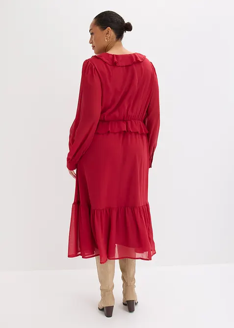 Abito in chiffon con pizzo e volant, bonprix