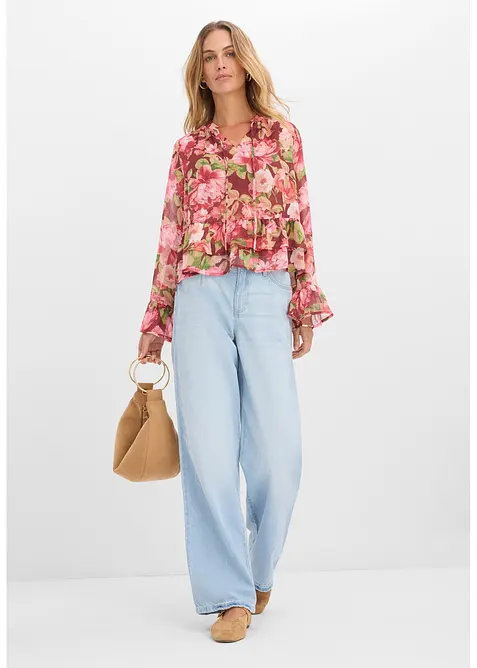 Blusa di chiffon con volant, bonprix